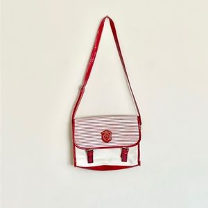 Vintage 1999 Bani Rabbit Cream Red Striped Crossbody Bag Purse